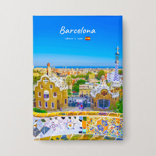 Barcelona, Spanien - Park Guell Gaudi Mosaik Button