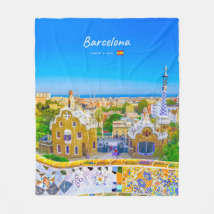 Barcelona, Spanien - Park Guell Gaudi Mosaik Fleecedecke