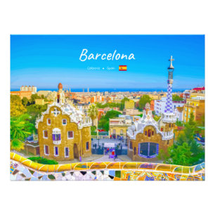 Barcelona, Spanien - Park Guell Gaudi Mosaik Fotodruck