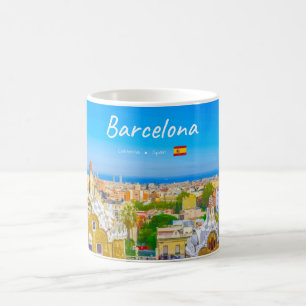 Barcelona, Spanien - Park Guell Gaudi Mosaik Kaffeetasse