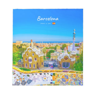 Barcelona, Spanien - Park Guell Gaudi Mosaik Notizblock
