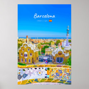 Barcelona, Spanien - Park Guell Gaudi Mosaik Poster