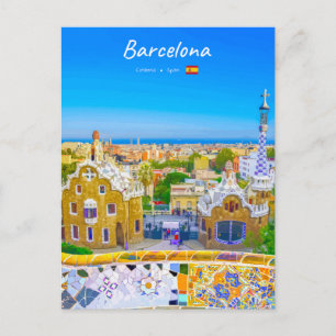 Barcelona, Spanien - Park Guell Gaudi Mosaik Postkarte