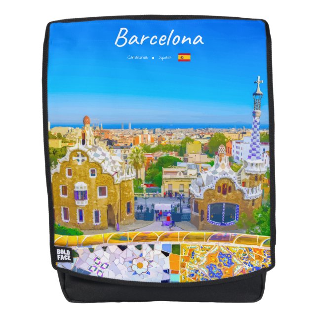 Barcelona, Spanien - Park Güell Gaudí-Mosaik Rucksack (Vorderseite)