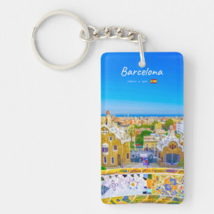 Barcelona, Spanien - Park Guell Gaudi Mosaik Slim Schlüsselanhänger