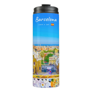 Barcelona, Spanien - Park Guell Gaudi Mosaik Thermosbecher
