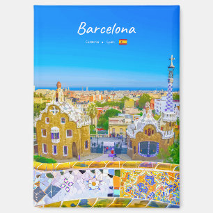 Barcelona, Spanien - Park Guell Gaudi Mosaik-Wohnu Magnet