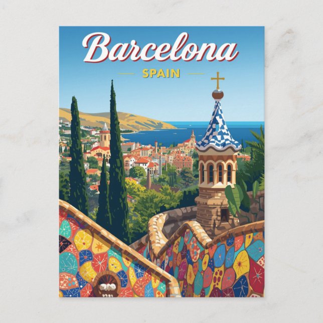 Barcelona Spanien Park Güell Postkarte (Vorderseite)