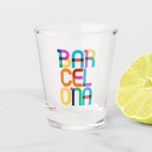 Barcelona Spanien Pop-Art-Buchstaben Schnapsglas