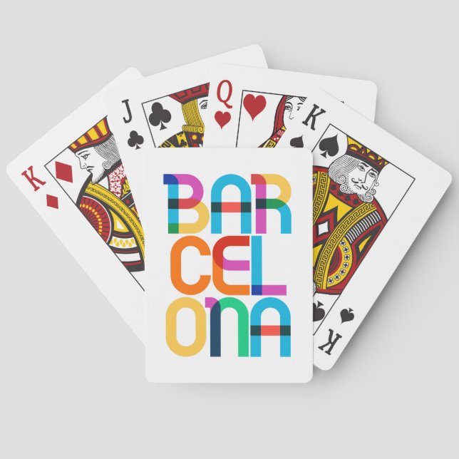 Barcelona Spanien Pop-Art-Buchstaben Spielkarten (Rückseite)