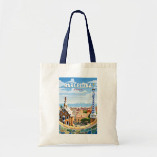 Barcelona Spanien Reise Kunst Vintage Tragetasche