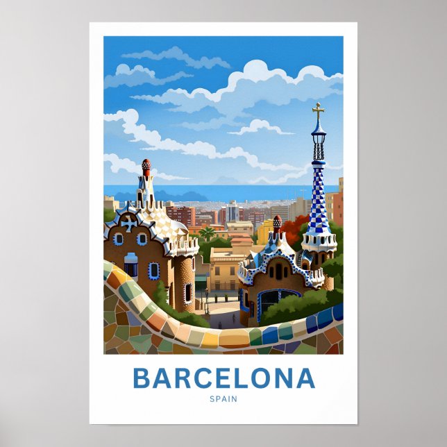 Barcelona Spanien Reisedrucke Poster (Vorne)