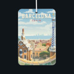 Barcelona Spanien Reisen Kunst Vintag Autolufterfrischer<br><div class="desc">Barcelona Retro Vektor Reise Design. Barcelona,  die kosmopolitische Hauptstadt der spanischen Region Katalonien,  ist für ihre Kunst und Architektur bekannt.</div>
