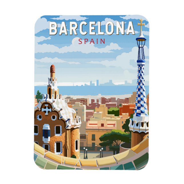 Barcelona Spanien Reisen Kunst Vintag Magnet (Vertikal)