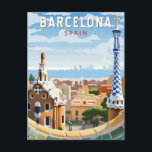 Barcelona Spanien Reisen Kunst Vintag Postkarte<br><div class="desc">Barcelona Retro Vektor Reise Design. Barcelona,  die kosmopolitische Hauptstadt der spanischen Region Katalonien,  ist für ihre Kunst und Architektur bekannt.</div>