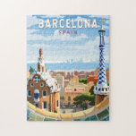 Barcelona Spanien Reisen Kunst Vintag Puzzle<br><div class="desc">Barcelona Retro Vektor Reise Design. Barcelona,  die kosmopolitische Hauptstadt der spanischen Region Katalonien,  ist für ihre Kunst und Architektur bekannt.</div>