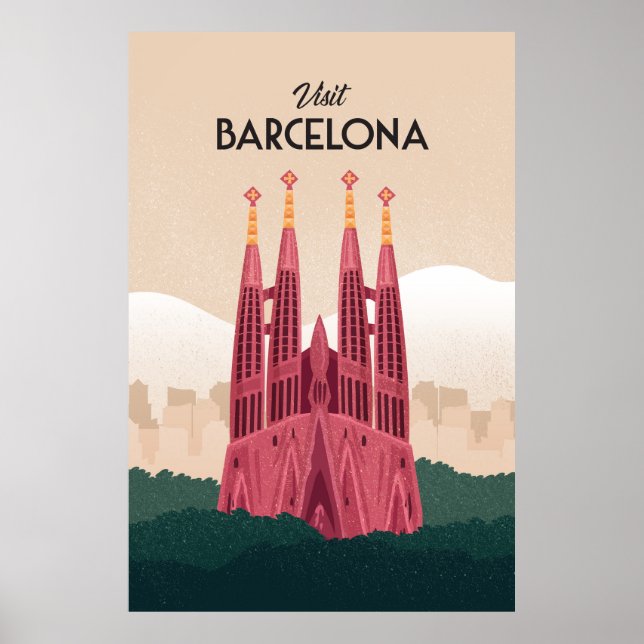 Barcelona Spanien Reiseplakat Poster (Vorne)