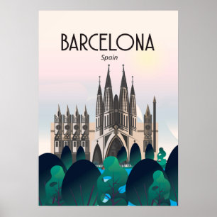 Barcelona Spanien Reiseplakat, Print, Poster