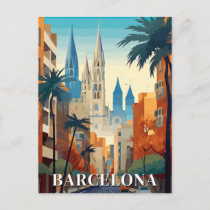 Barcelona, Spanien Retro-Reise Postkarte