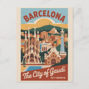 Barcelona Spanien Retro-Silhouette Stadtansicht Re Postkarte