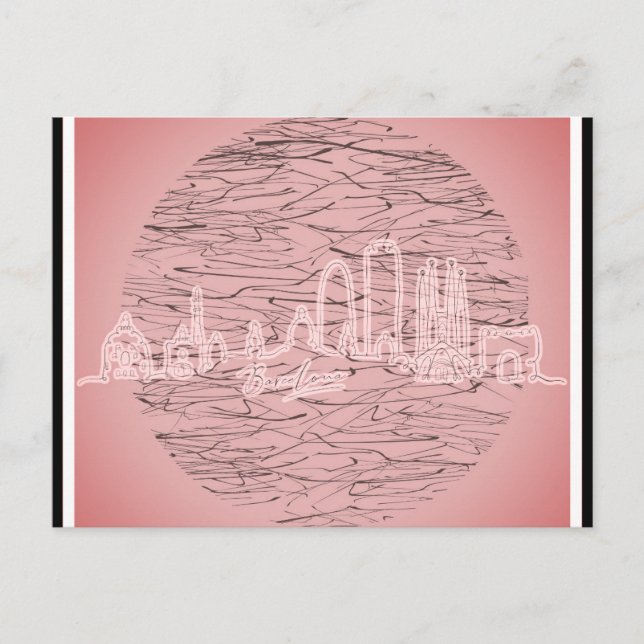 Barcelona Spanien Rosa Stadt Skyline Reisen Postkarte (Vorderseite)