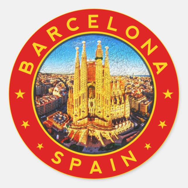 Barcelona Spanien Runder Aufkleber (Vorderseite)
