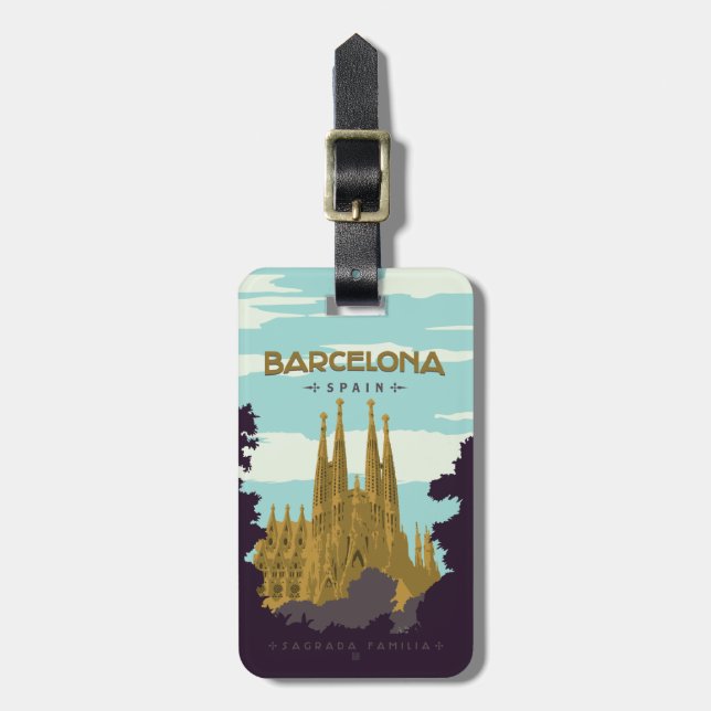 Barcelona, Spanien - Sagrada Familia Gepäckanhänger (Vorderseite vertikal)