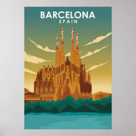 Barcelona Spanien Sagrada Família Illustration Poster