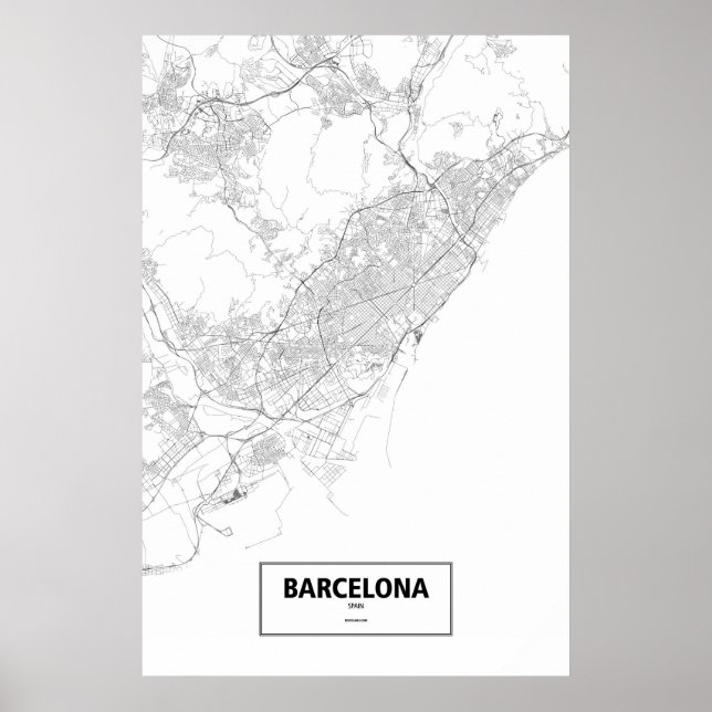 Barcelona, Spanien (schwarz auf weiß) Poster (Vorne)