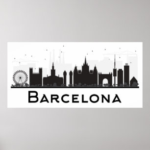 Barcelona, Spanien Schwarz-Weiß-City-Skyline Poster