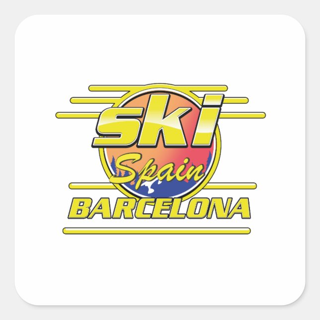 Barcelona Spanien - Ski-Logo Quadratischer Aufkleber (Vorderseite)