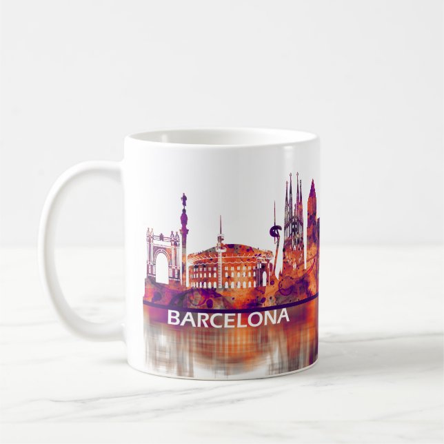 Barcelona Spanien Skyline Kaffeetasse (Links)