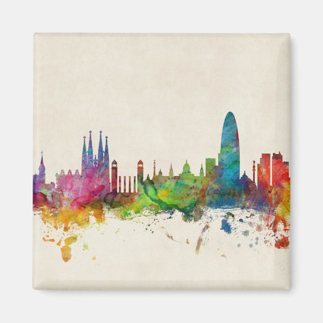Barcelona Spanien Skyline Magnet (Vorne)