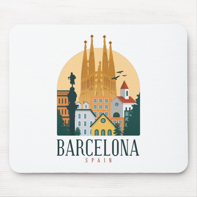 Barcelona Spanien Skyline Mousepad (Vorne)