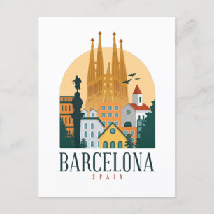Barcelona Spanien Skyline Postcard Postkarte