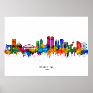 Barcelona Spanien Skyline Poster