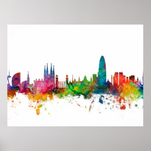 Barcelona Spanien Skyline Poster
