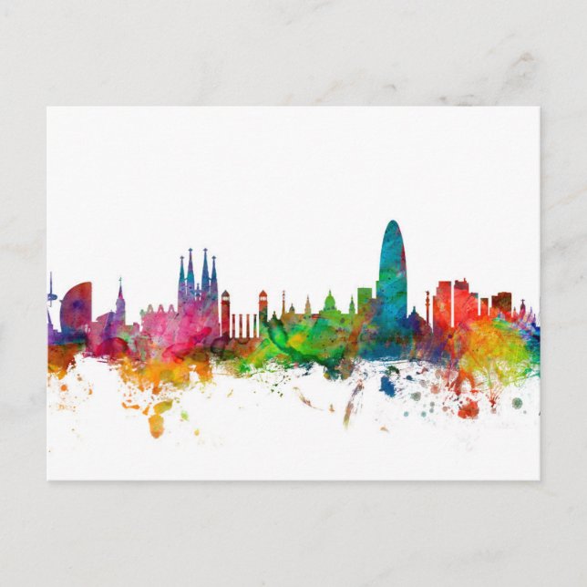 Barcelona Spanien Skyline Postkarte (Vorderseite)