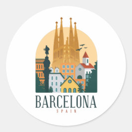 Barcelona Spanien Skyline Rounded Sticker