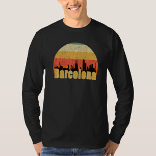 Barcelona Spanien Skyline Silhouette Sonnenunterga T-Shirt