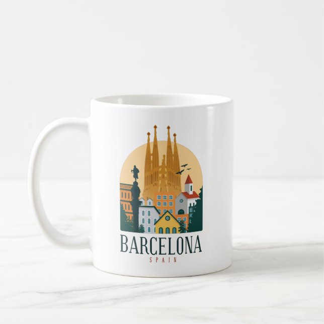 Barcelona Spanien Skyline-Tasse Kaffeetasse (Links)