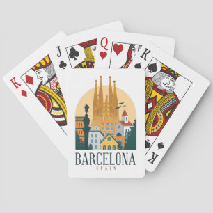 Barcelona Spanien Skyline Travel Tag Spielkarten
