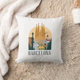 Barcelona Spanien Skyline Vintag Kissen