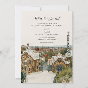 BARCELONA Spanien Skyline Ziel Hochzeit Einladung