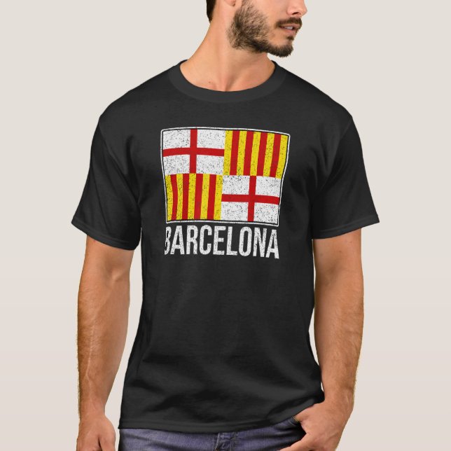 BARCELONA SPANIEN STADT FLAG CATALONIA 1 T-Shirt (Vorderseite)