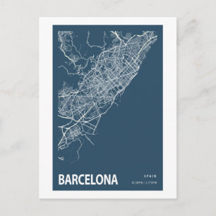 Barcelona Spanien Stadtplan Kunst, Blauen Printwer Postkarte