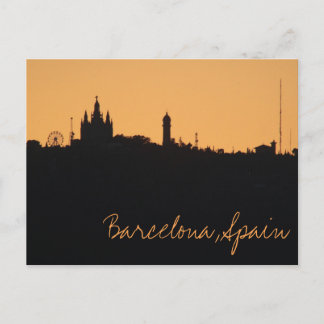 Barcelona, Spanien Sunset Skyline Postcard Postkarte
