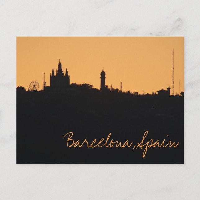 Barcelona, Spanien Sunset Skyline Postcard Postkarte (Vorderseite)