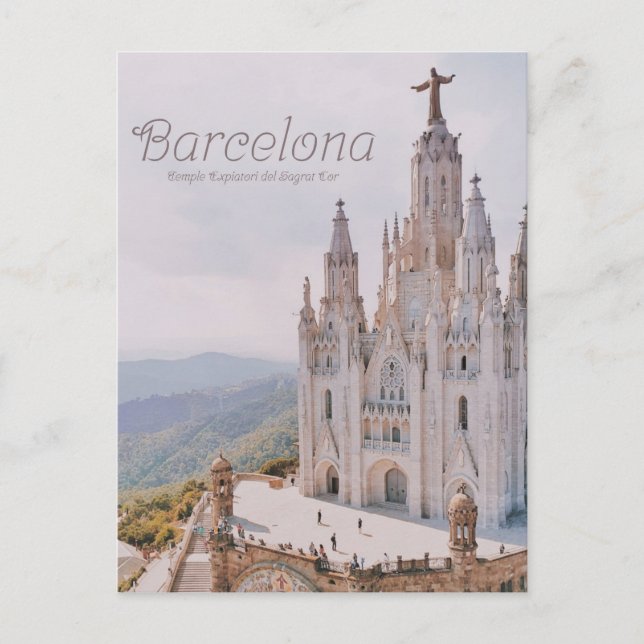 Barcelona Spanien Tempel Expiatori del Sagrat Cor Postkarte (Vorderseite)
