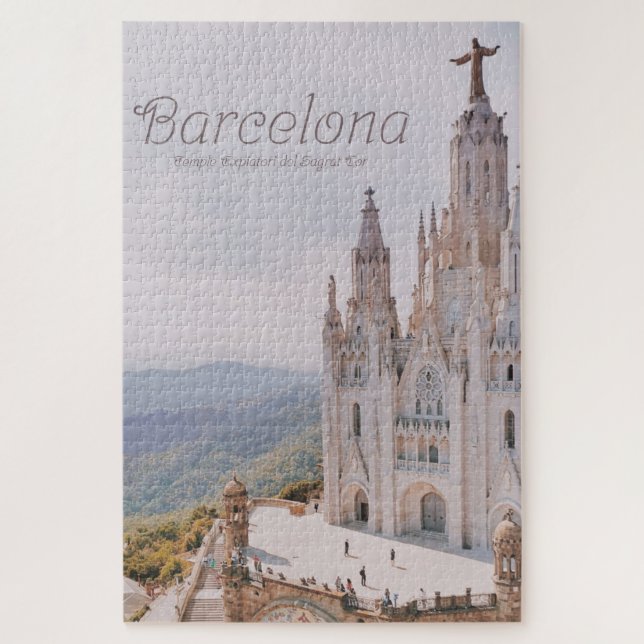 Barcelona Spanien Tempel Expiatori del Sagrat Cor Puzzle (Vertikal)